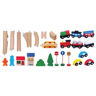 Wooden Train Set - 49 pieces